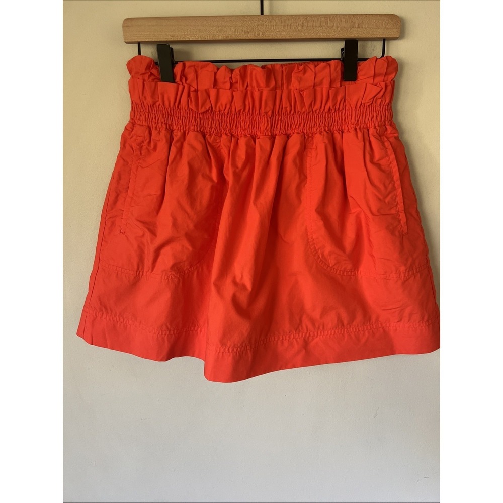 Maeve Anthropologie Paperbag Skort XS Orange Cotton High Waist Mini Skirt Shorts